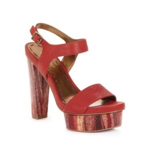 Nine West Fast Life Red Leather Platform Sandals